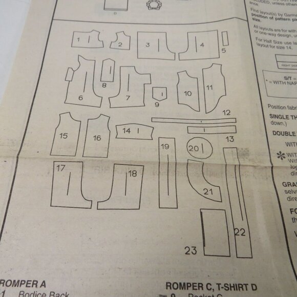 Butterick 4898 Clothing Pattern Sun Hat, Baby Romper, Overalls, Shirt, Shorts - Picture 5 of 8